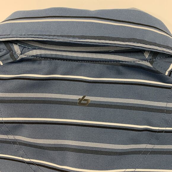 Bolle Polo Shirt Mens S Small Blue Striped Short Sleeve Active Performance Golf - Picture 8 of 10